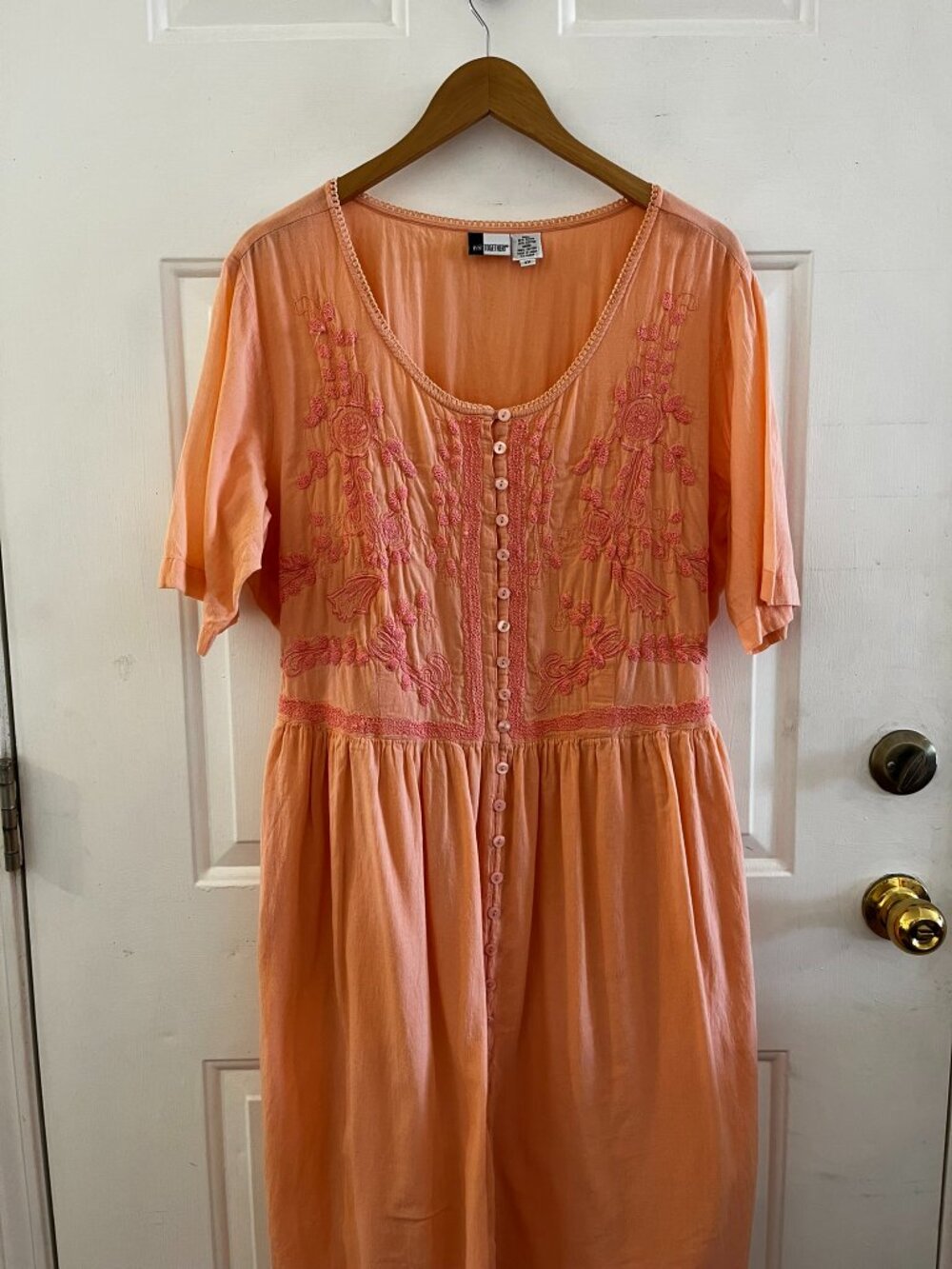 Together Plus-Size Orange Bohemian Festival Hippie Embroidered Maxi Dress Sz 3x - Picture 4 of 11
